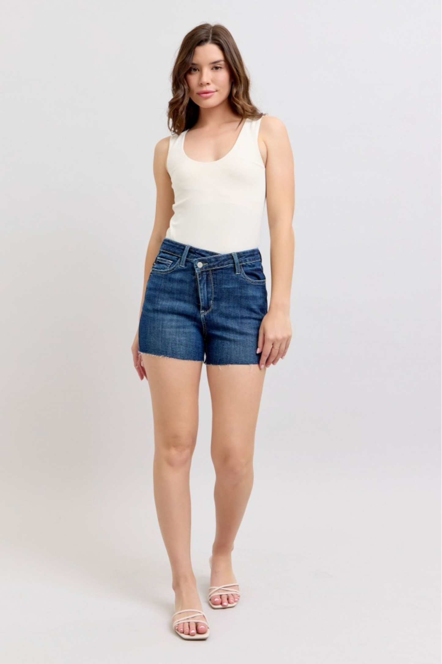 Judy Blue Set Your Goals High Waist Criss Cross Waistband Shorts
