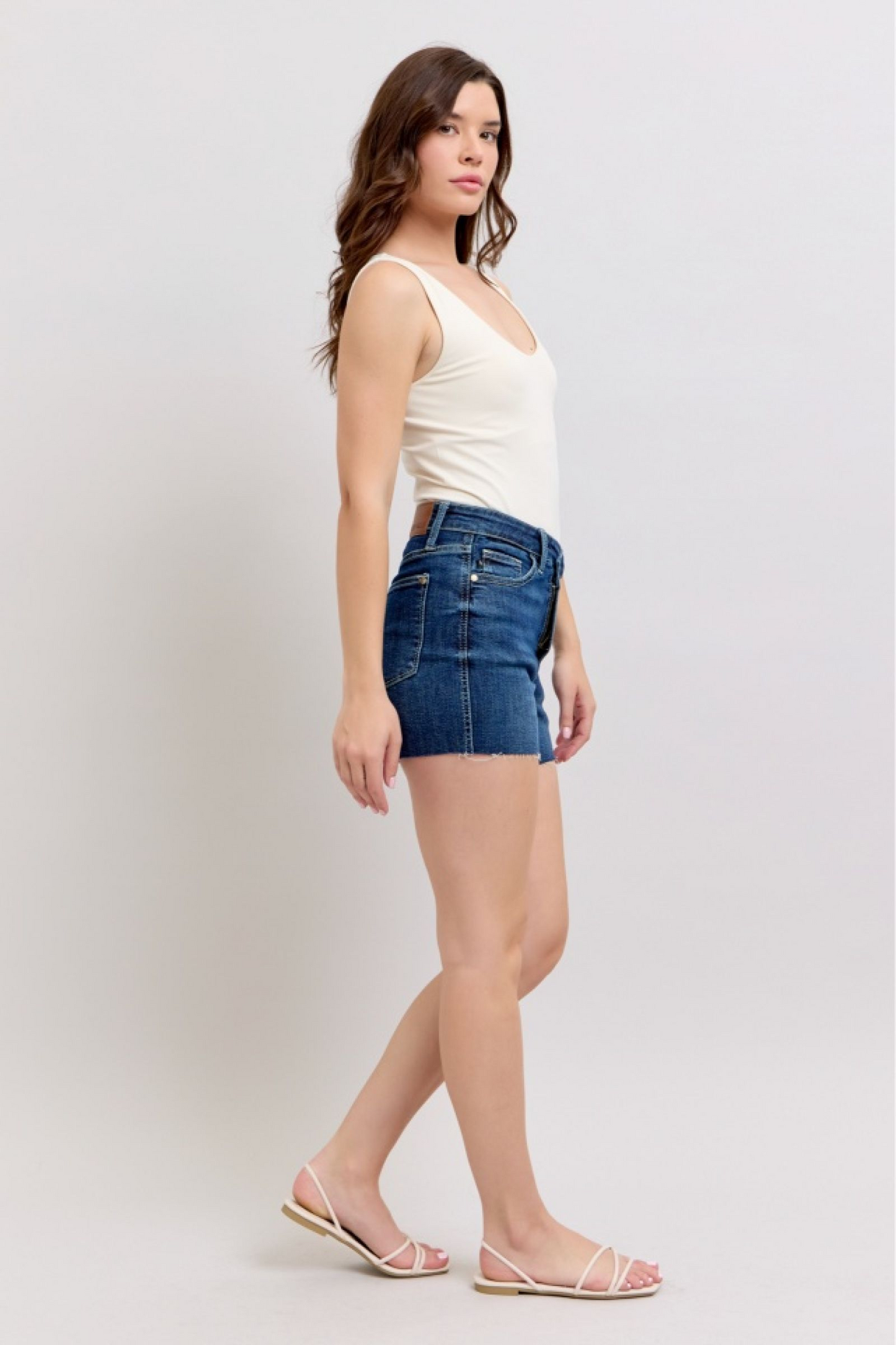 Judy Blue Set Your Goals High Waist Criss Cross Waistband Shorts