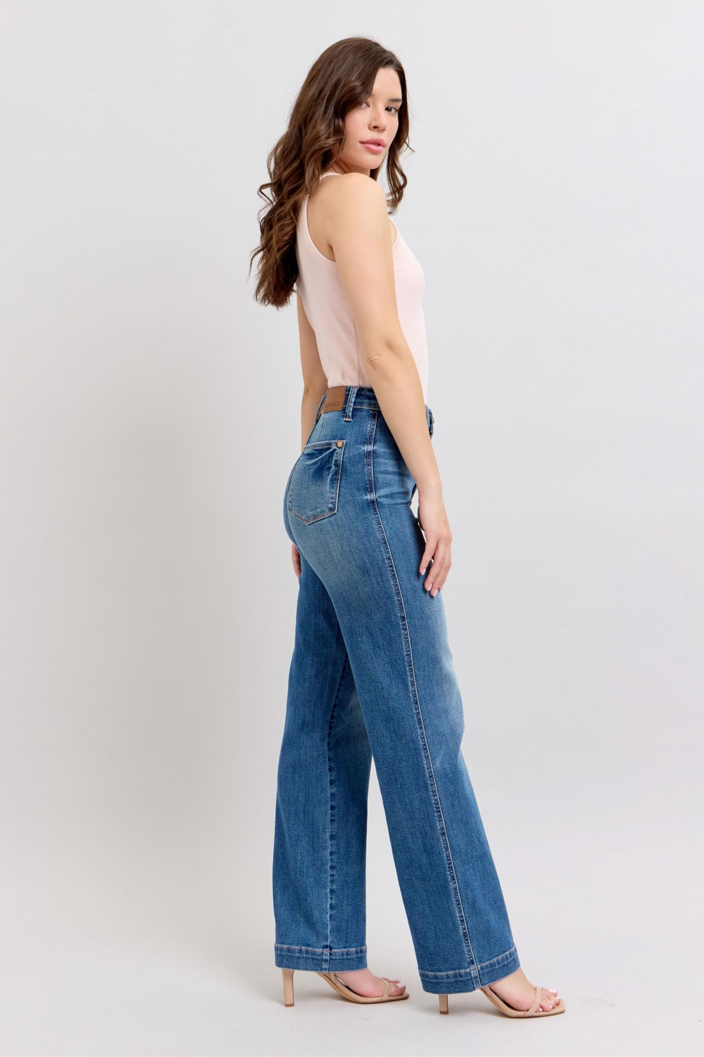 Judy Blue Anything For You High Rise Contrast Thread Straight Jeans
