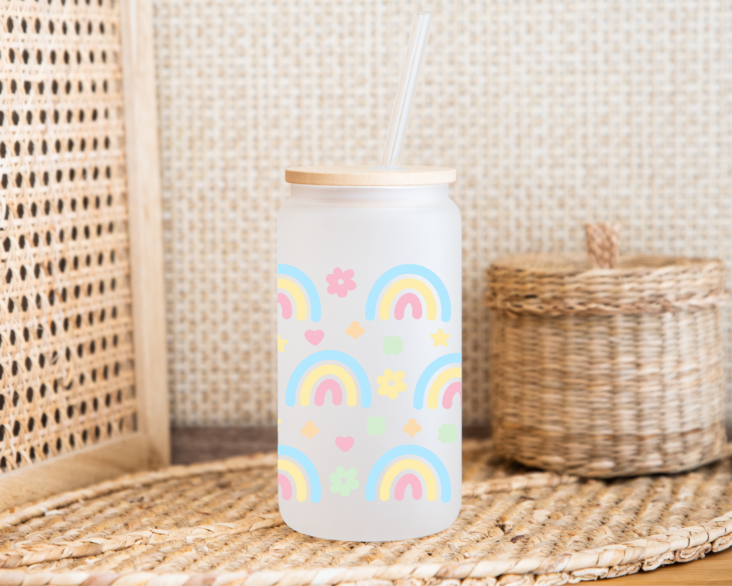 Rainbows Frosted Glass Can