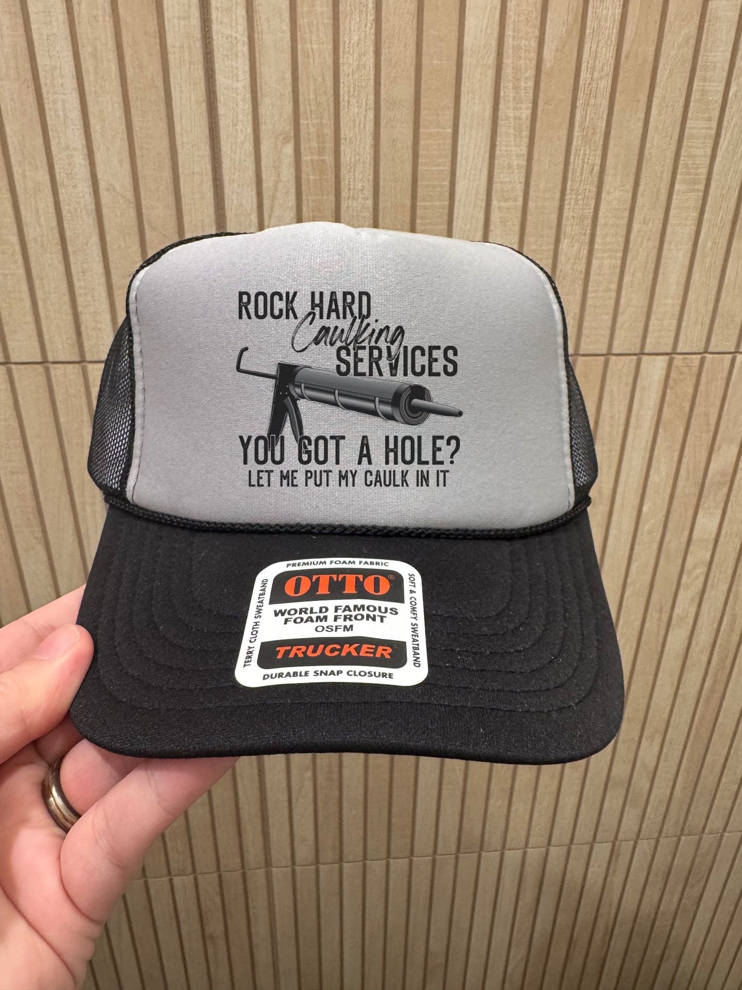Rock Hard Chaulking Service mens funny hat - trucker hat
