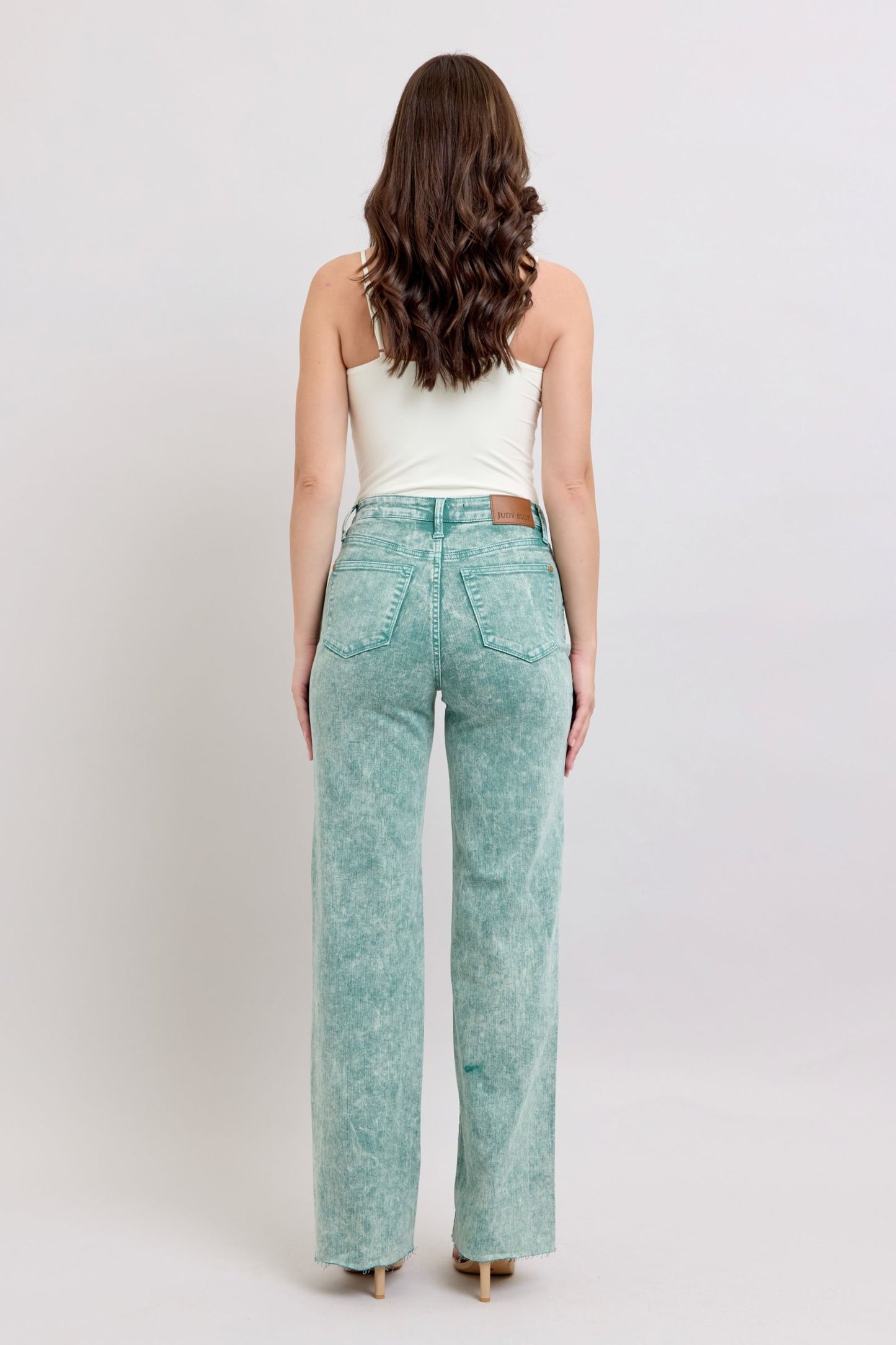Judy Blue Fade Into You High Waist Garment Dyed Raw Hem Dad Jeans