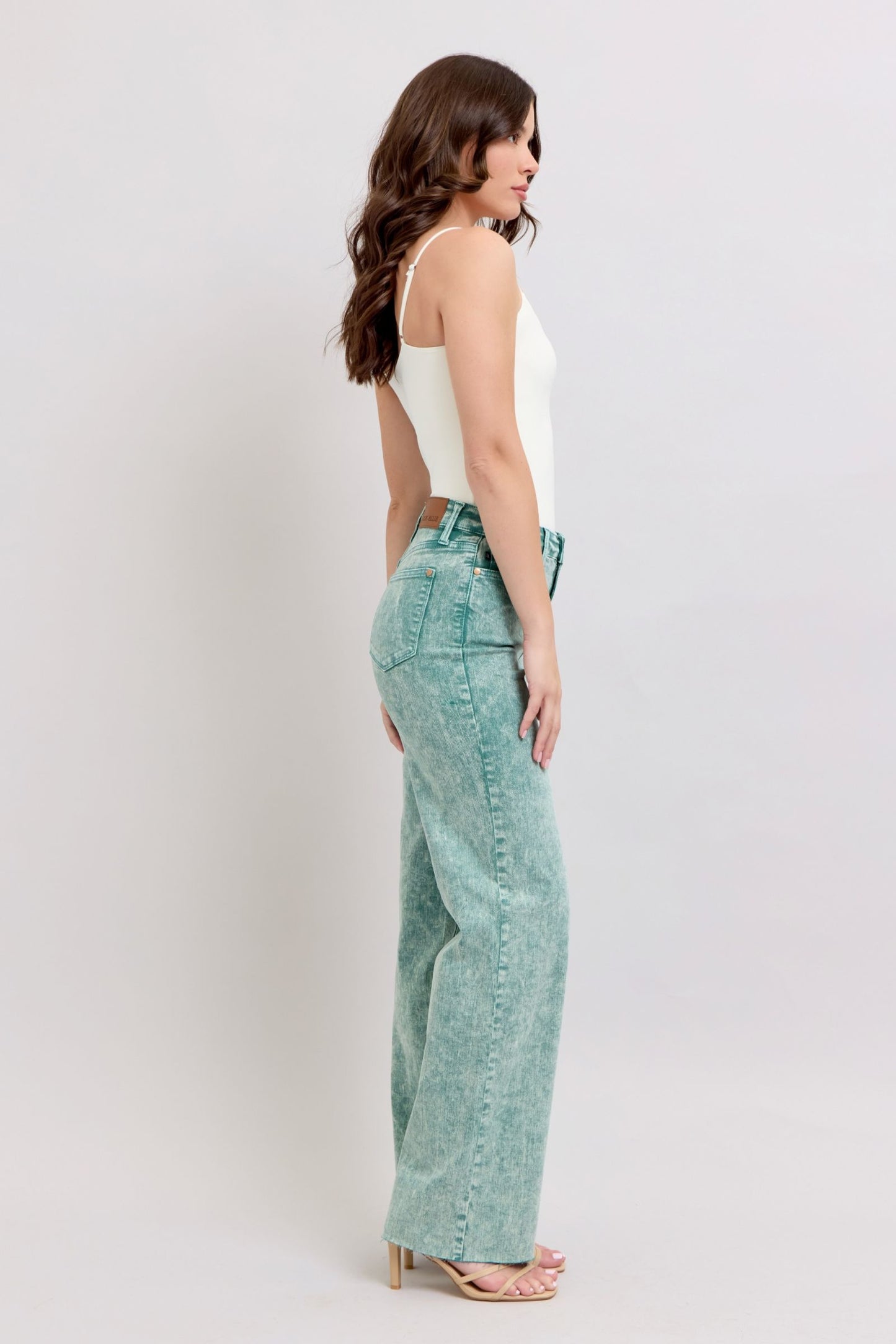 Judy Blue Fade Into You High Waist Garment Dyed Raw Hem Dad Jeans