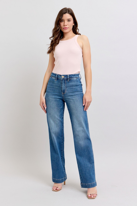 Judy Blue Anything For You High Rise Contrast Thread Straight Jeans