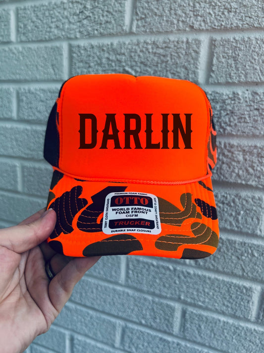 Darlin Orange Camo- trucker hat